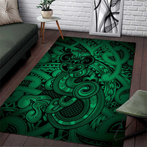 Aotearoa Maori Hei Tiki Area Rug Kakariki Kowhaiwhai Puhoro Motif