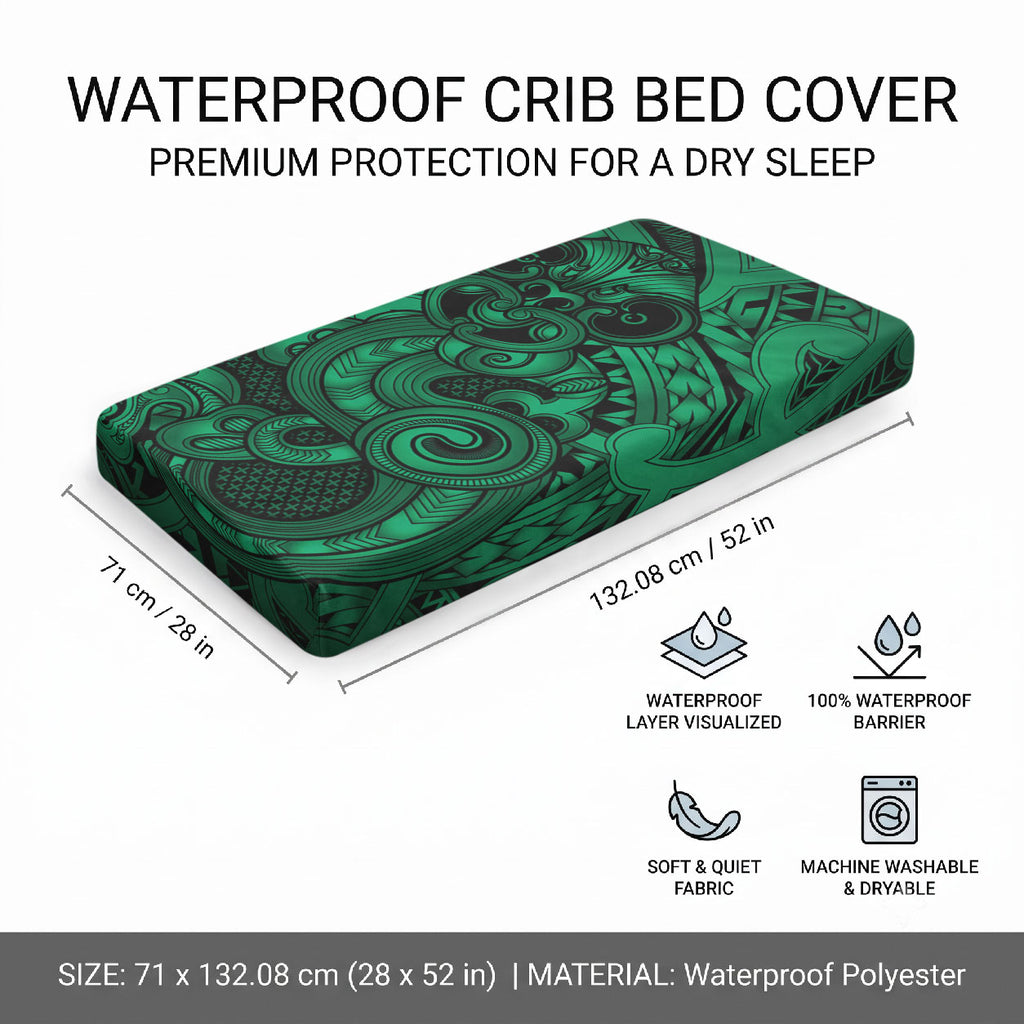 Aotearoa Maori Hei Tiki Baby Bed Cover Kakariki Kowhaiwhai Puhoro Motif