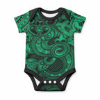 Aotearoa Maori Hei Tiki Baby Onesie Kakariki Kowhaiwhai Puhoro Motif