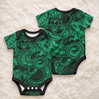 Aotearoa Maori Hei Tiki Baby Onesie Kakariki Kowhaiwhai Puhoro Motif