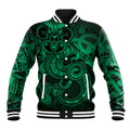 Aotearoa Maori Hei Tiki Baseball Jacket Kakariki Kowhaiwhai Puhoro Motif