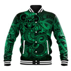 Aotearoa Maori Hei Tiki Baseball Jacket Kakariki Kowhaiwhai Puhoro Motif