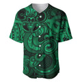 Aotearoa Maori Hei Tiki Baseball Jersey Kakariki Kowhaiwhai Puhoro Motif