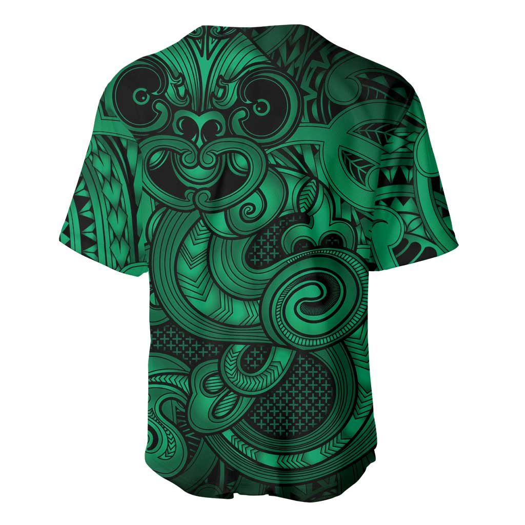 Aotearoa Maori Hei Tiki Baseball Jersey Kakariki Kowhaiwhai Puhoro Motif