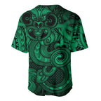 Aotearoa Maori Hei Tiki Baseball Jersey Kakariki Kowhaiwhai Puhoro Motif