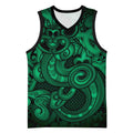 Aotearoa Maori Hei Tiki Basketball Jersey Kakariki Kowhaiwhai Puhoro Motif