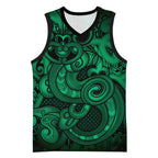 Aotearoa Maori Hei Tiki Basketball Jersey Kakariki Kowhaiwhai Puhoro Motif