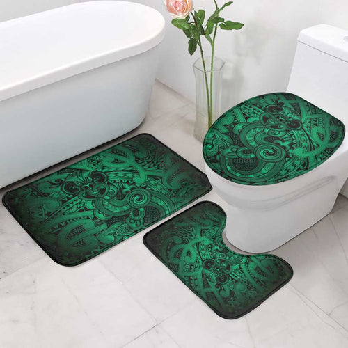 Aotearoa Maori Hei Tiki Bathroom Set Kakariki Kowhaiwhai Puhoro Motif