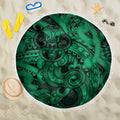 Aotearoa Maori Hei Tiki Beach Blanket Kakariki Kowhaiwhai Puhoro Motif