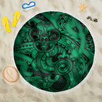 Aotearoa Maori Hei Tiki Beach Blanket Kakariki Kowhaiwhai Puhoro Motif