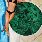 Aotearoa Maori Hei Tiki Beach Blanket Kakariki Kowhaiwhai Puhoro Motif