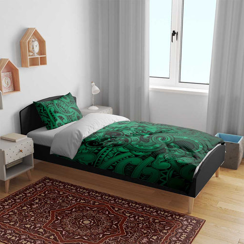 Aotearoa Maori Hei Tiki Bedding Set Kakariki Kowhaiwhai Puhoro Motif
