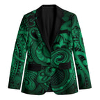 Aotearoa Maori Hei Tiki Blazer Kakariki Kowhaiwhai Puhoro Motif