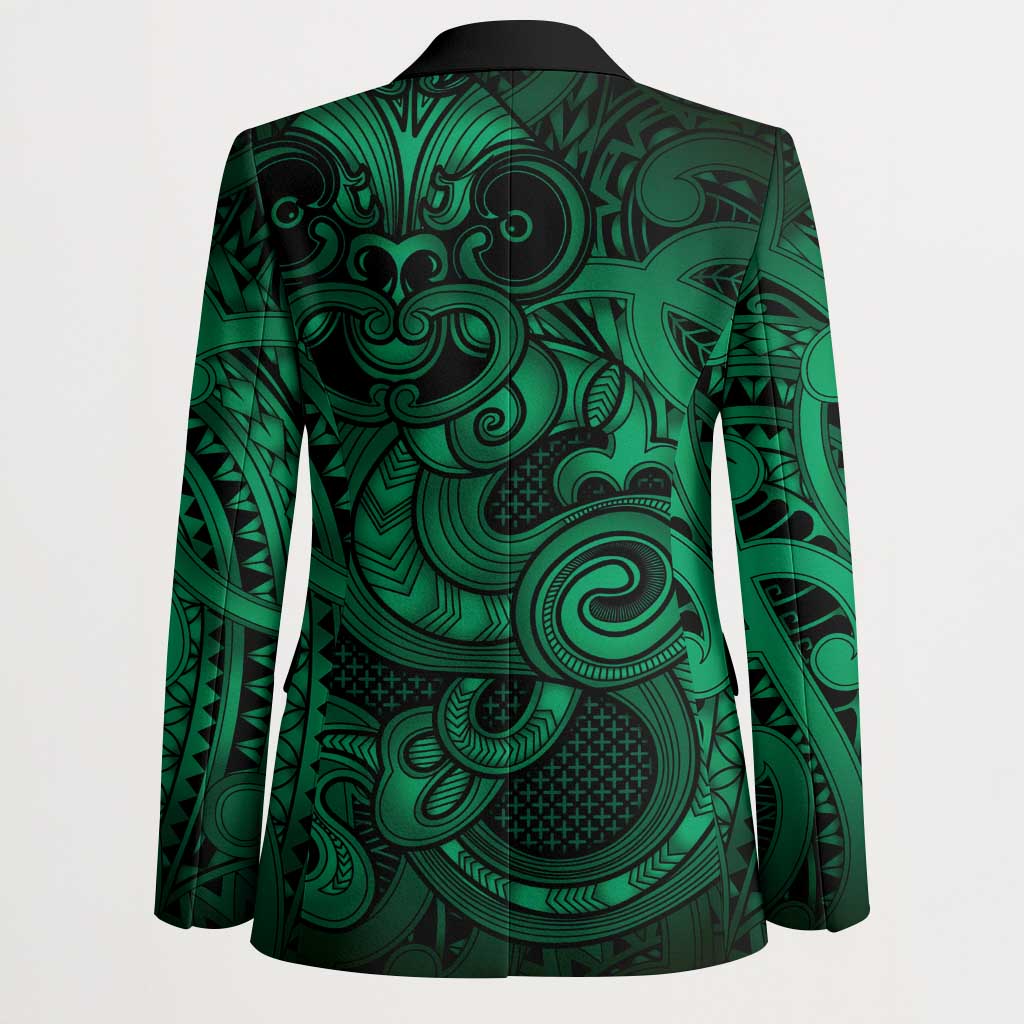 Aotearoa Maori Hei Tiki Blazer Kakariki Kowhaiwhai Puhoro Motif