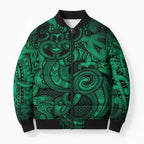 Aotearoa Maori Hei Tiki Bomber Puffer Jacket Kakariki Kowhaiwhai Puhoro Motif