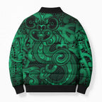 Aotearoa Maori Hei Tiki Bomber Puffer Jacket Kakariki Kowhaiwhai Puhoro Motif