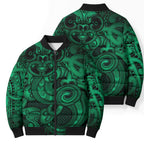 Aotearoa Maori Hei Tiki Bomber Puffer Jacket Kakariki Kowhaiwhai Puhoro Motif