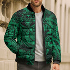 Aotearoa Maori Hei Tiki Bomber Puffer Jacket Kakariki Kowhaiwhai Puhoro Motif