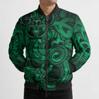 Aotearoa Maori Hei Tiki Bomber Puffer Jacket Kakariki Kowhaiwhai Puhoro Motif
