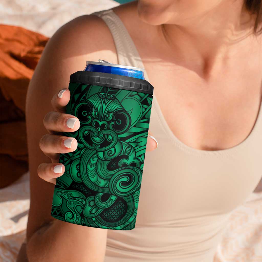 Aotearoa Maori Hei Tiki 4 in 1 Can Cooler Tumbler Kakariki Kowhaiwhai Puhoro Motif