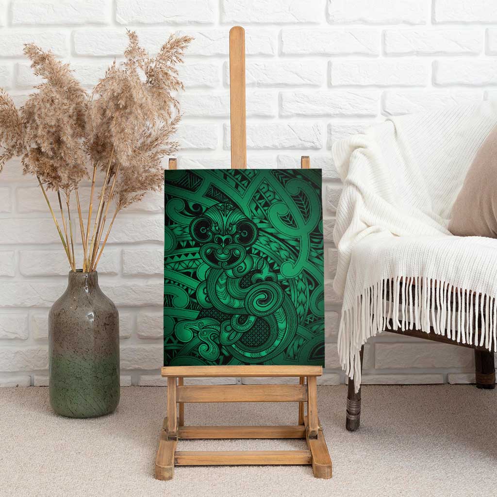 Aotearoa Maori Hei Tiki Canvas Wall Art Kakariki Kowhaiwhai Puhoro Motif
