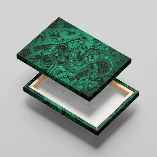 Aotearoa Maori Hei Tiki Canvas Wall Art Kakariki Kowhaiwhai Puhoro Motif