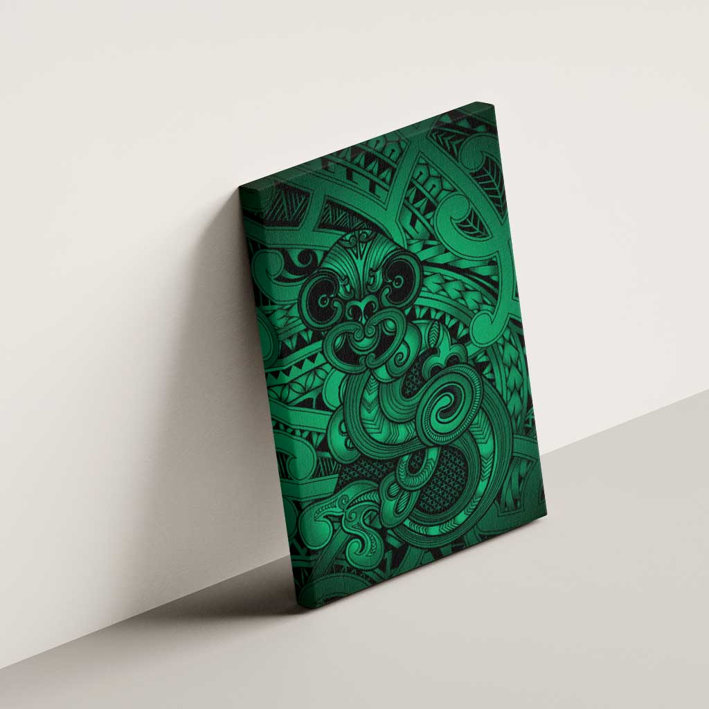 Aotearoa Maori Hei Tiki Canvas Wall Art Kakariki Kowhaiwhai Puhoro Motif