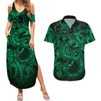 Aotearoa Maori Hei Tiki Couples Matching Summer Maxi Dress and Hawaiian Shirt Kakariki Kowhaiwhai Puhoro Motif