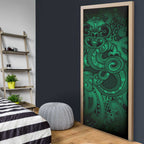 Aotearoa Maori Hei Tiki Door Cover Kakariki Kowhaiwhai Puhoro Motif