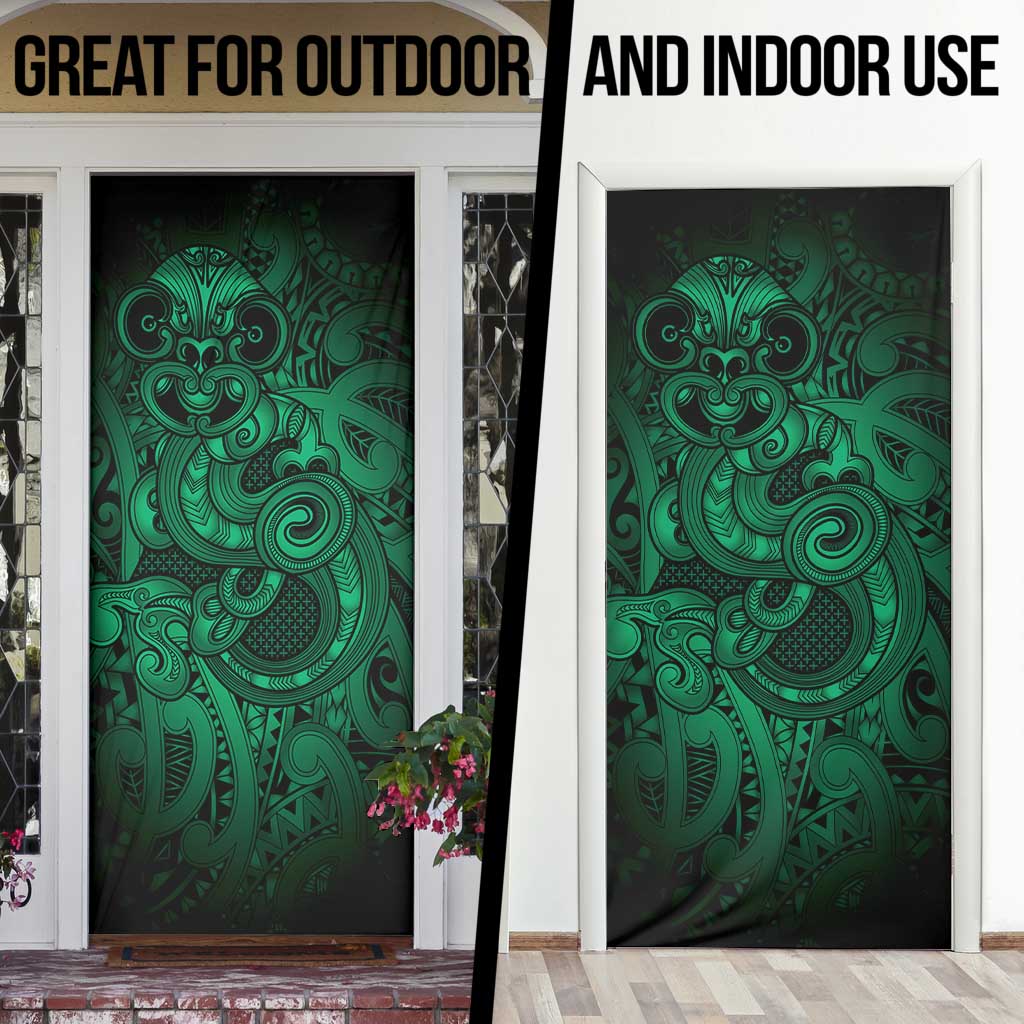 Aotearoa Maori Hei Tiki Door Cover Kakariki Kowhaiwhai Puhoro Motif