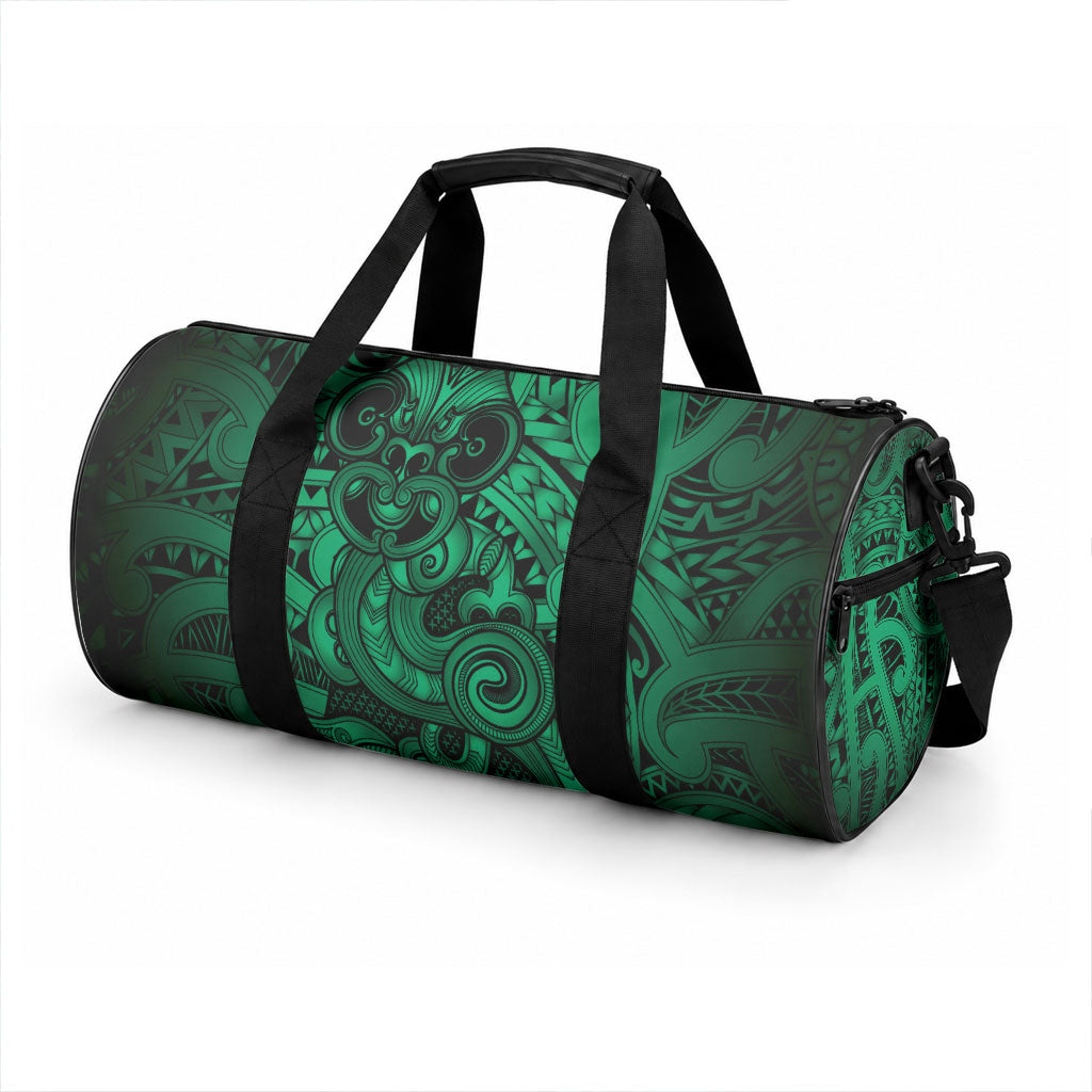 Aotearoa Maori Hei Tiki Duffle Bag Kakariki Kowhaiwhai Puhoro Motif