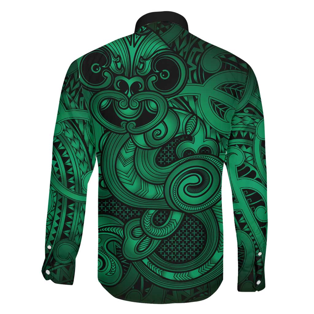 Aotearoa Maori Hei Tiki Family Matching Long Sleeve Bodycon Dress and Hawaiian Shirt Kakariki Kowhaiwhai Puhoro Motif