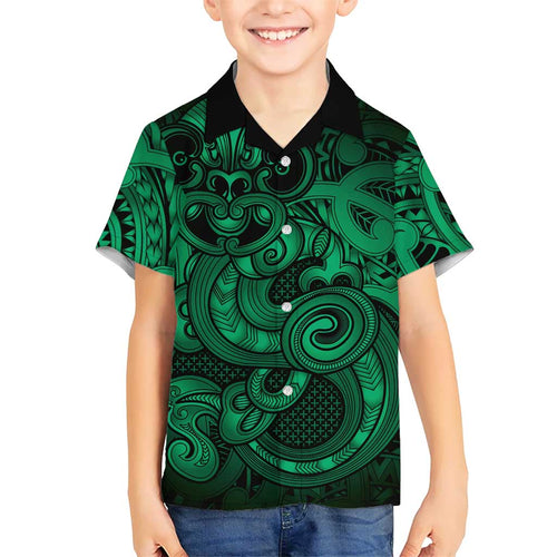 Aotearoa Maori Hei Tiki Family Matching Mermaid Dress and Hawaiian Shirt Kakariki Kowhaiwhai Puhoro Motif