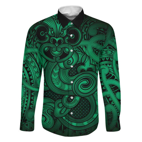 Aotearoa Maori Hei Tiki Family Matching Off The Shoulder Long Sleeve Dress and Hawaiian Shirt Kakariki Kowhaiwhai Puhoro Motif