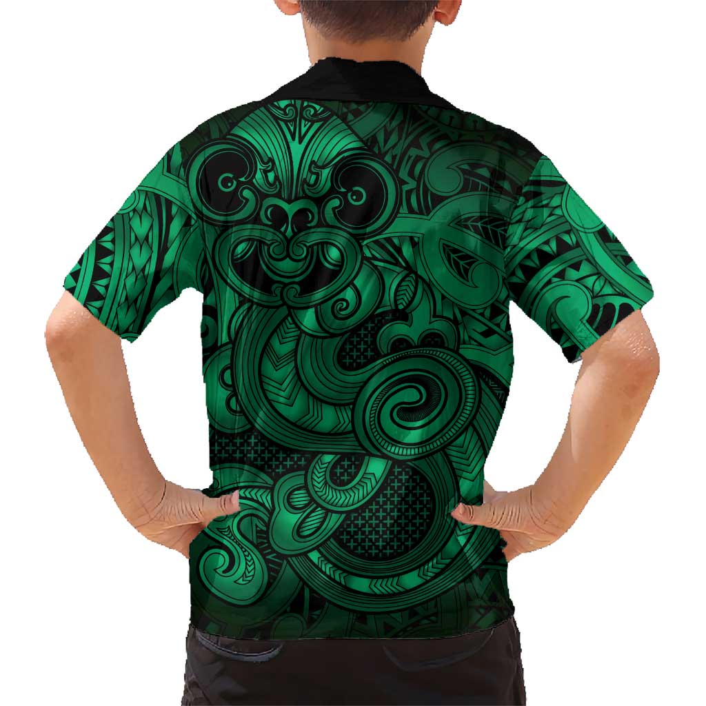 Aotearoa Maori Hei Tiki Family Matching Puletasi and Hawaiian Shirt Kakariki Kowhaiwhai Puhoro Motif