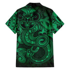 Aotearoa Maori Hei Tiki Family Matching Puletasi and Hawaiian Shirt Kakariki Kowhaiwhai Puhoro Motif