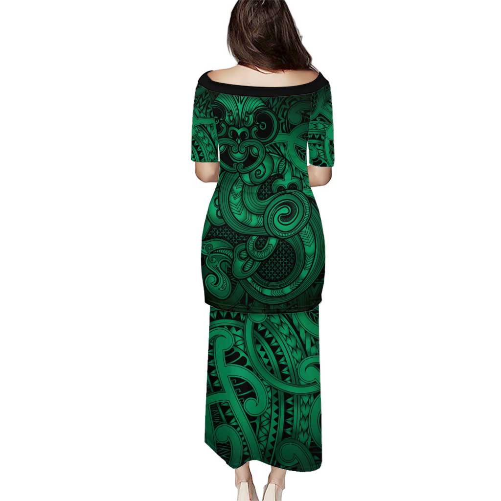 Aotearoa Maori Hei Tiki Family Matching Puletasi and Hawaiian Shirt Kakariki Kowhaiwhai Puhoro Motif