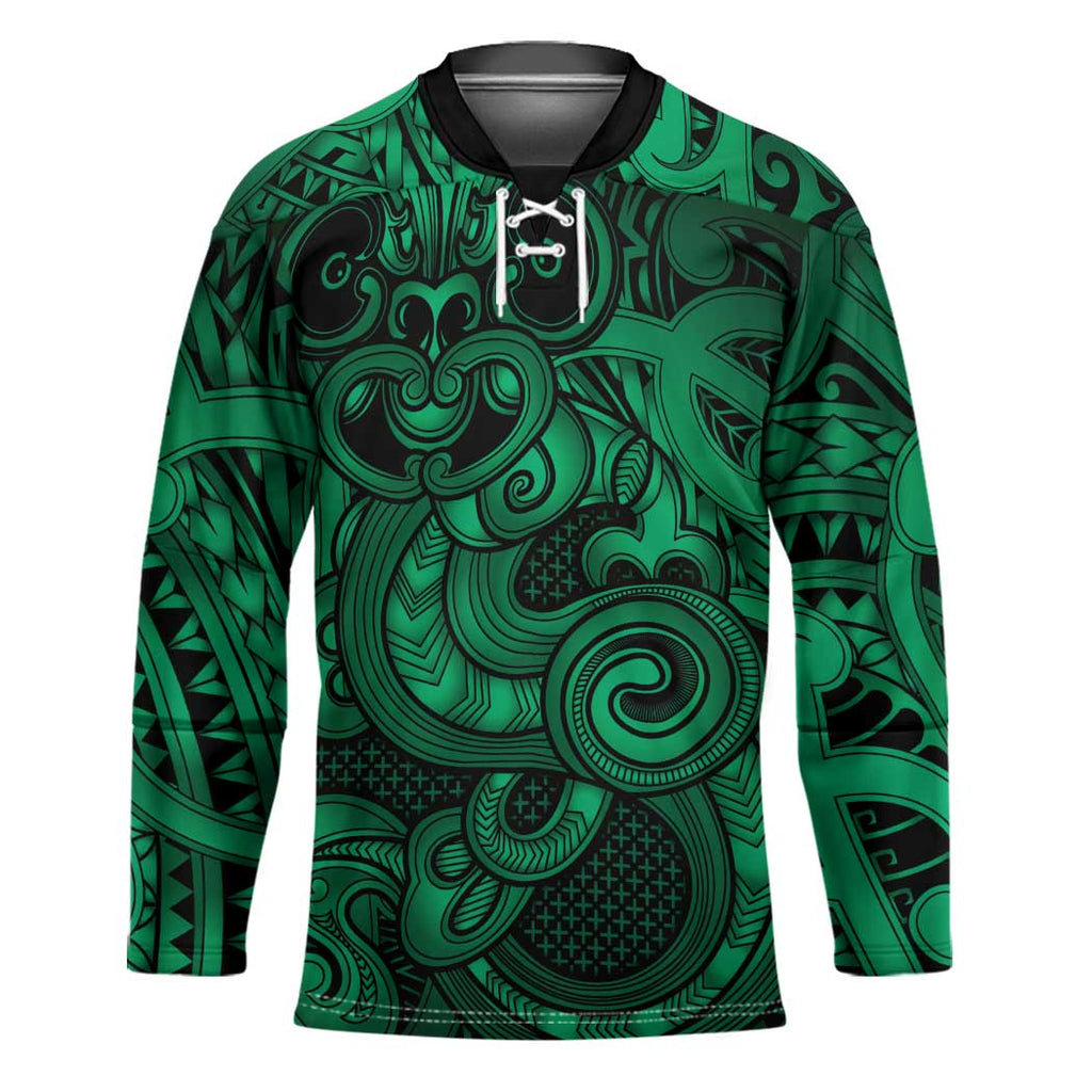 Aotearoa Maori Hei Tiki Hockey Jersey Kakariki Kowhaiwhai Puhoro Motif