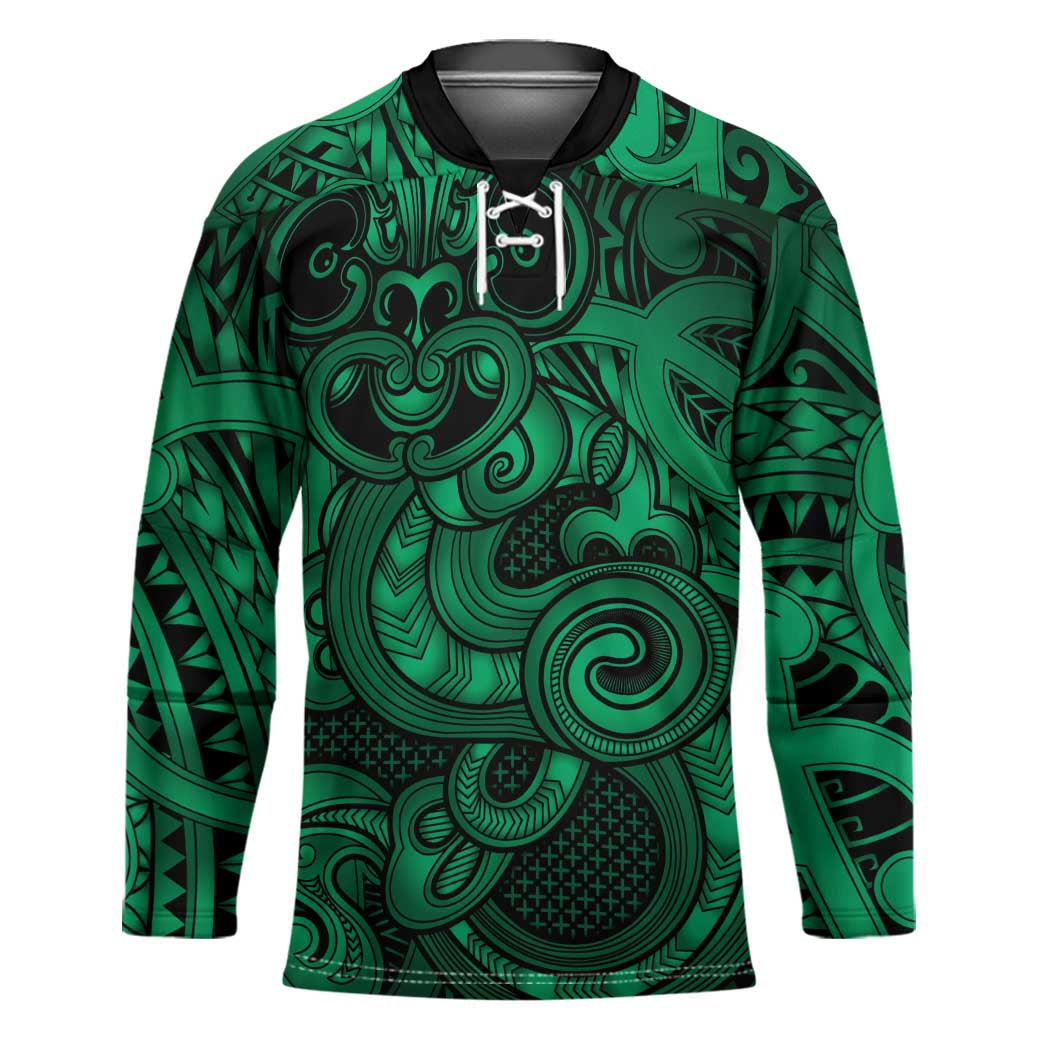 Aotearoa Maori Hei Tiki Hockey Jersey Kakariki Kowhaiwhai Puhoro Motif