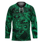 Aotearoa Maori Hei Tiki Hockey Jersey Kakariki Kowhaiwhai Puhoro Motif