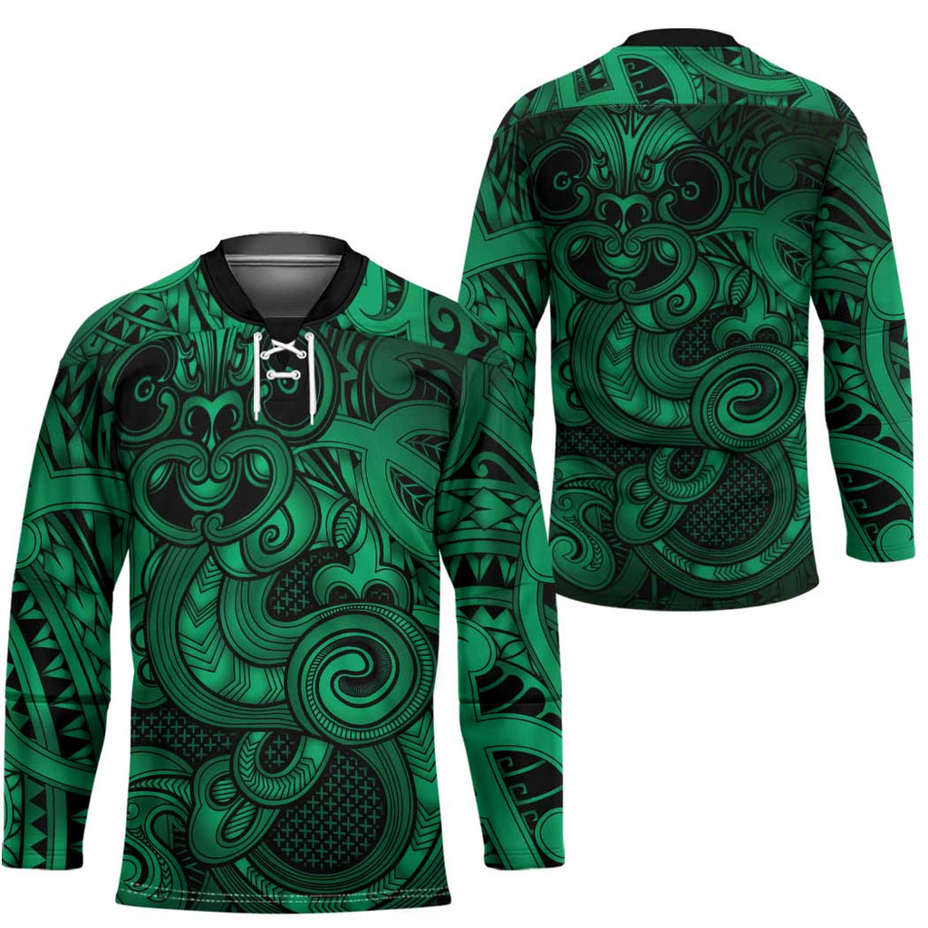Aotearoa Maori Hei Tiki Hockey Jersey Kakariki Kowhaiwhai Puhoro Motif