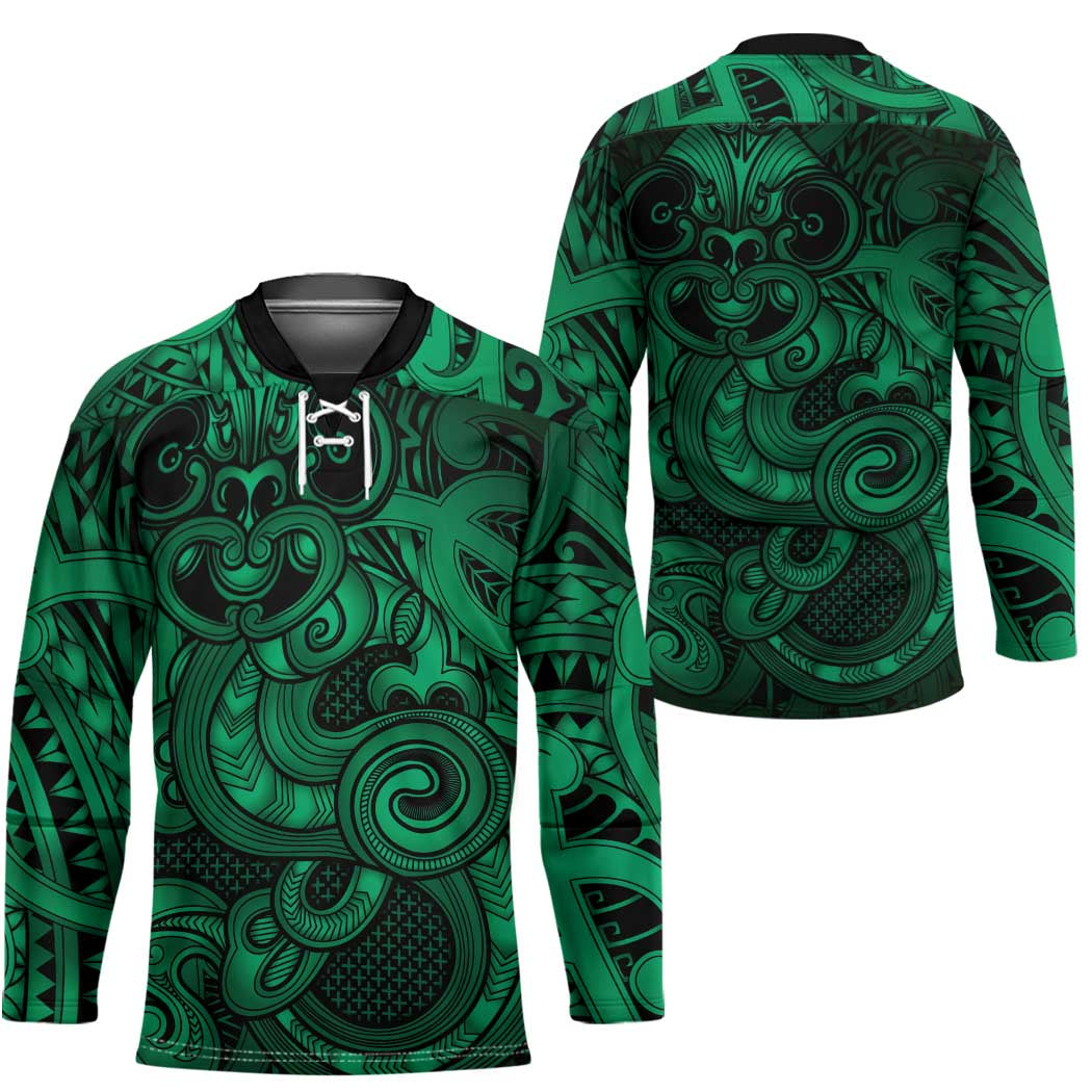 Aotearoa Maori Hei Tiki Hockey Jersey Kakariki Kowhaiwhai Puhoro Motif