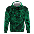Aotearoa Maori Hei Tiki Hoodie Kakariki Kowhaiwhai Puhoro Motif