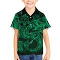 Aotearoa Maori Hei Tiki Kid Hawaiian Shirt Kakariki Kowhaiwhai Puhoro Motif