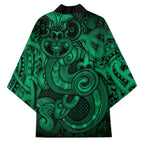 Aotearoa Maori Hei Tiki Kimono Kakariki Kowhaiwhai Puhoro Motif