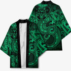 Aotearoa Maori Hei Tiki Kimono Kakariki Kowhaiwhai Puhoro Motif