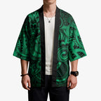 Aotearoa Maori Hei Tiki Kimono Kakariki Kowhaiwhai Puhoro Motif