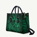 Aotearoa Maori Hei Tiki Leather Bag Kakariki Kowhaiwhai Puhoro Motif