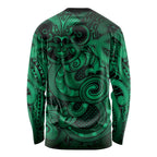 Aotearoa Maori Hei Tiki Long Sleeve Shirt Kakariki Kowhaiwhai Puhoro Motif