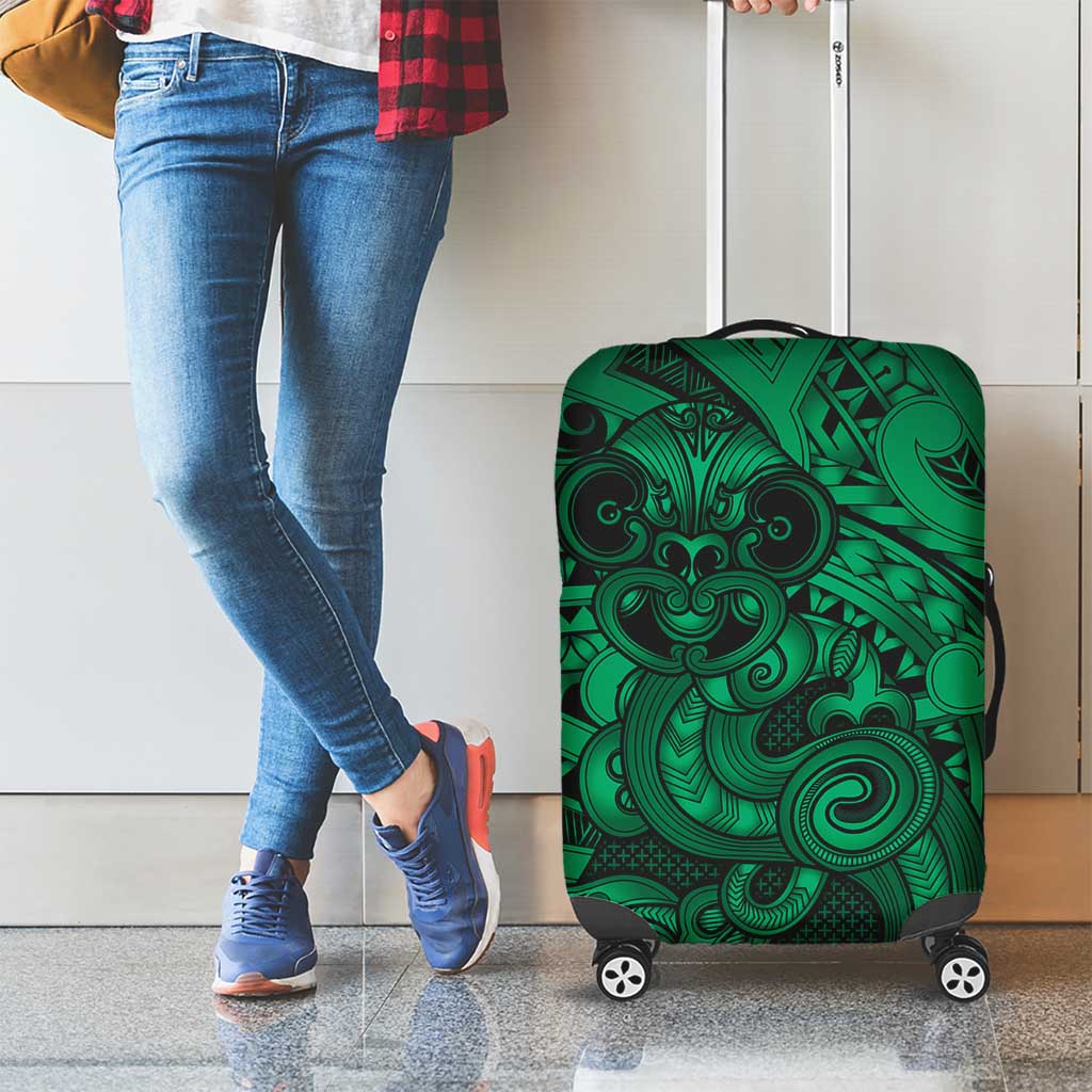 Aotearoa Maori Hei Tiki Luggage Cover Kakariki Kowhaiwhai Puhoro Motif